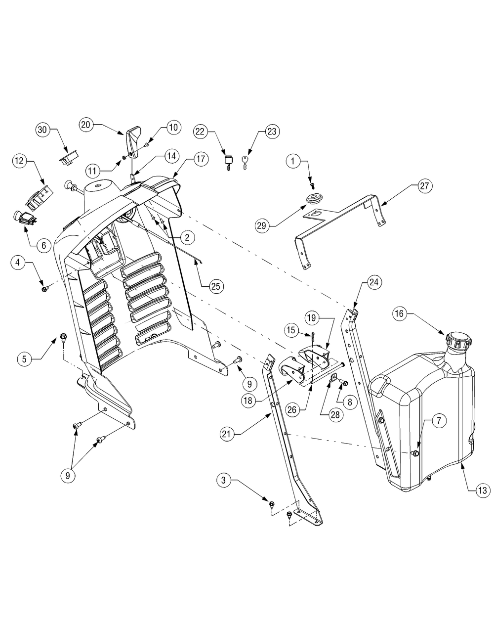 Dash Panel 1k016h And After Diagram and Parts List for LT1040 13AX10CG709-13AX10CG710-13BX10CG710 Cub Cadet Lawn Tractor
